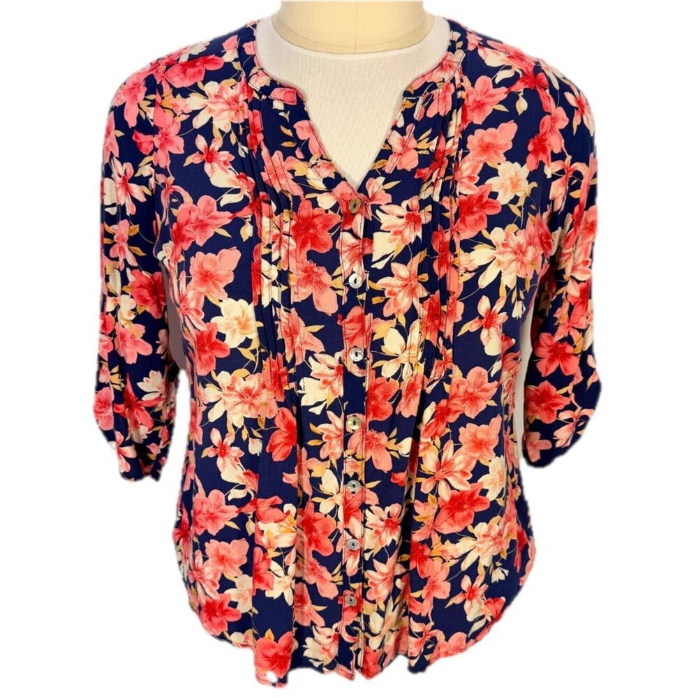 Sara Michelle Women's Floral Blouse Women 1X Pink Red